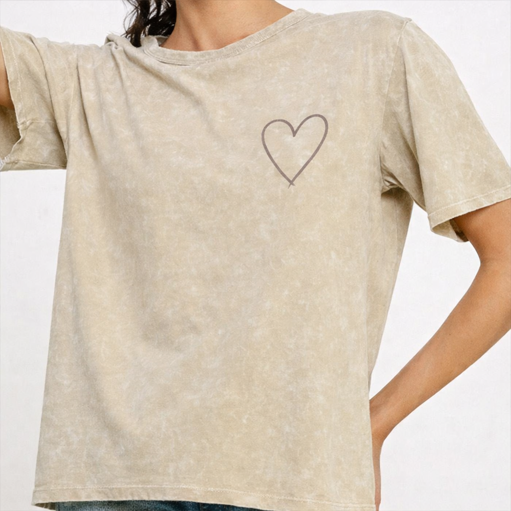 Short sleeve mineral washed cropped tee shirt